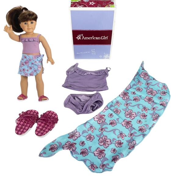 American Girl Today RUFFLED TANKINI & SARONG Outfit Sandals Skirt Swim Suit BOX